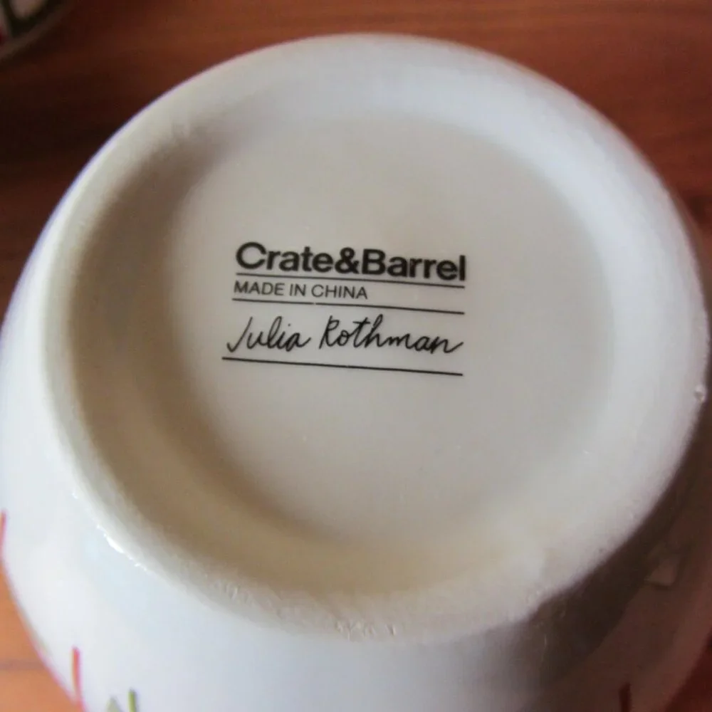 crate & barrel bowls yule town Julia Rothman holiday christmas set of 3 (w3541)